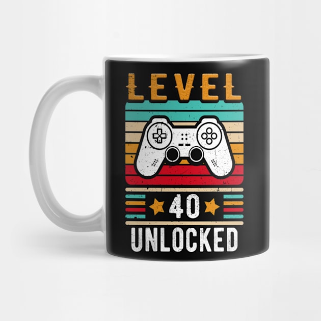 Level 40 Unlocked Birthday Retro Gamer Controller by Foxxy Merch